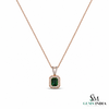 Emerald Cut Emerald & Pear Two Stone Pendant Necklace - Minimalist Gold Necklace (Copy)