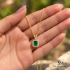 Emerald Cut Emerald & Pear Two Stone Pendant Necklace - Minimalist Gold Necklace (Copy)