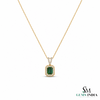 Emerald Cut Emerald & Pear Two Stone Pendant Necklace - Minimalist Gold Necklace (Copy)