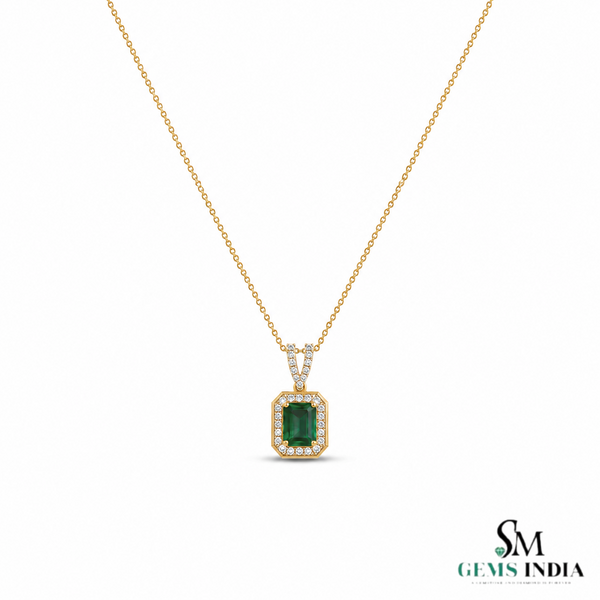 Emerald Cut Emerald & Pear Two Stone Pendant Necklace - Minimalist Gold Necklace (Copy)