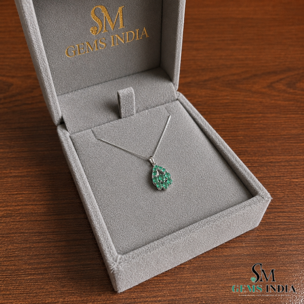Oval and Round Natural Emerald Teardrop Pendant - Fine Jewelry Gift for Women