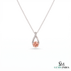 Round Cut Morganite And Diamond Pendant with Twisted Design - Anniversary Gift