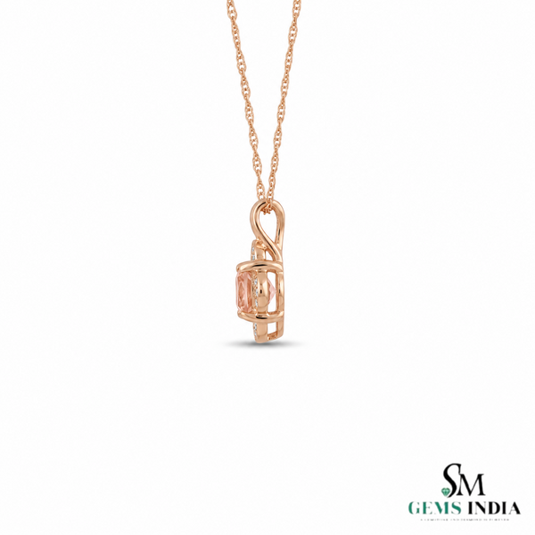Cushion Cut Morganite Diamond Pendant - Special Gift for Her