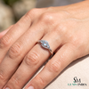 Round Cut Aquamarine with Diamond Accent Wave Band Ring - Classic Birthstone Jewelry