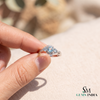 Round Cut Aquamarine with Diamond Accent Wave Band Ring - Classic Birthstone Jewelry