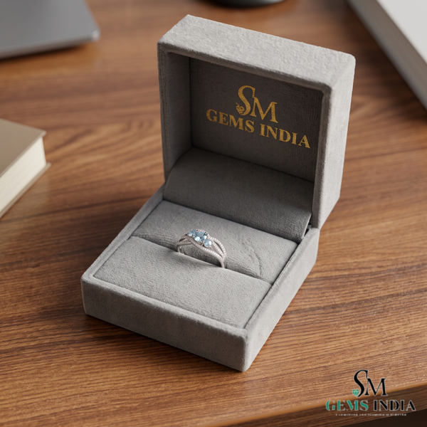 Elegant Triple Round Aquamarine And Diamond Ring - Three Stone Gemstone Ring