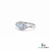 Round Cut Aquamarine with Diamond Accent Wave Band Ring - Classic Birthstone Jewelry