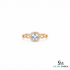 Cushion Aquamarine Engagement Ring with Diamond Twisted Ring Band - March Birthstone Gift