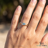 Round Blue Aquamarine Gemstone Twist Ring - Statement Ring For Her