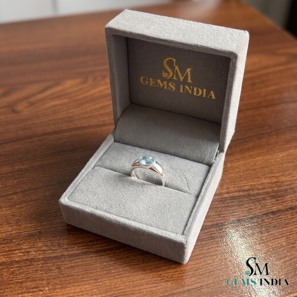 Minimalist Oval Aquamarine Bezel Set Ring - Anniversary Gift for Her