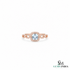 Cushion Aquamarine Engagement Ring with Diamond Twisted Ring Band - March Birthstone Gift