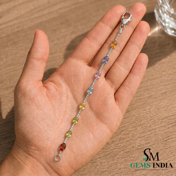 Multicolor Oval Cut Tennis Bracelet - Dainty Luxury Jewelry for Women