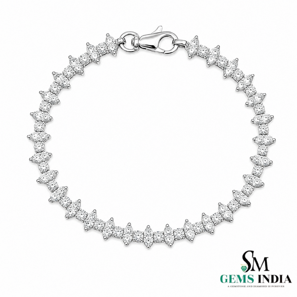 Marquise & Round Diamond Tennis Bracelet - Minimalist Fine Jewelry Style Gift