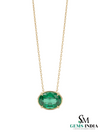 Classic Emerald Solitaire Necklace – Oval Cut Green Gemstone Jewelry