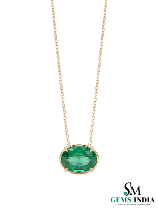 Classic Emerald Solitaire Necklace – Oval Cut Green Gemstone Jewelry