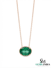 Classic Emerald Solitaire Necklace – Oval Cut Green Gemstone Jewelry