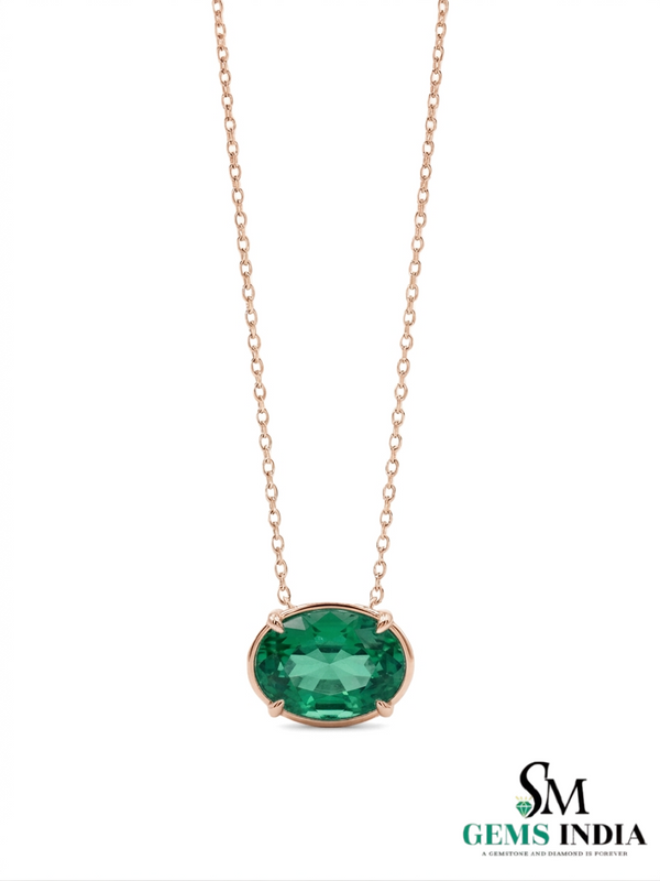 Classic Emerald Solitaire Necklace – Oval Cut Green Gemstone Jewelry