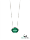Classic Emerald Solitaire Necklace – Oval Cut Green Gemstone Jewelry