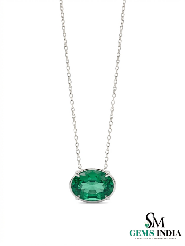 Classic Emerald Solitaire Necklace – Oval Cut Green Gemstone Jewelry