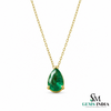 Pear Cut Emerald Necklace in 14k Gold – Elegant Teardrop Pendant