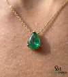 Pear Cut Emerald Necklace in 14k Gold – Elegant Teardrop Pendant