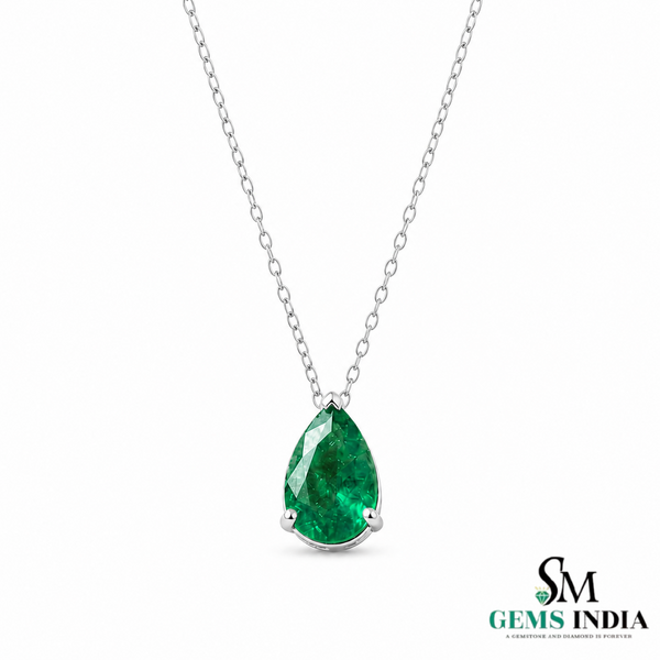 Pear Cut Emerald Necklace in 14k Gold – Elegant Teardrop Pendant