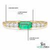 Minimalist Emerald Cut Emerald Engagement Ring with Diamond Accents in Gold