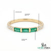 Elegant Three Stone Baguette Emerald Ring in 14k Gold