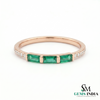 Elegant Three Stone Baguette Emerald Ring in 14k Gold