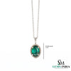 Green Emerald Halo Necklace in 14k Gold – Elegant Oval Gemstone Pendant