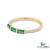 Elegant Three Stone Baguette Emerald Ring in 14k Gold