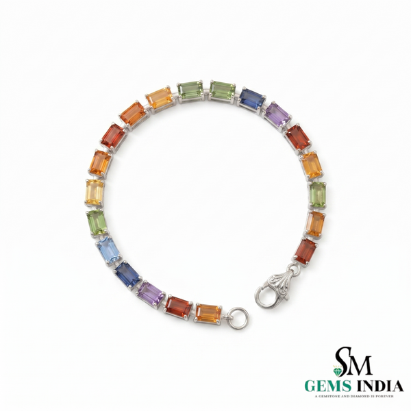 Rainbow Emerald Cut Tennis Bracelet - Everyday Fine Jewelry