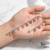 Pastel Heart Charm Bracelet – Multicolor Gemstone Dangle Chain Bracelet for Women