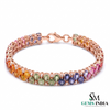 Rainbow Pear Multi Sapphire Tennis Bracelet -Luxury Statement Jewelry Gift for Women