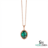 Green Emerald Halo Necklace in 14k Gold – Elegant Oval Gemstone Pendant