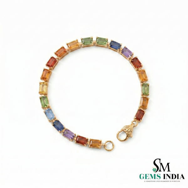 Rainbow Emerald Cut Tennis Bracelet - Everyday Fine Jewelry