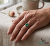 Dainty Emerald Necklace in 14K Gold Minimalist Round Emerald