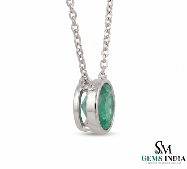 Dainty Emerald Necklace in 14K Gold Minimalist Round Emerald