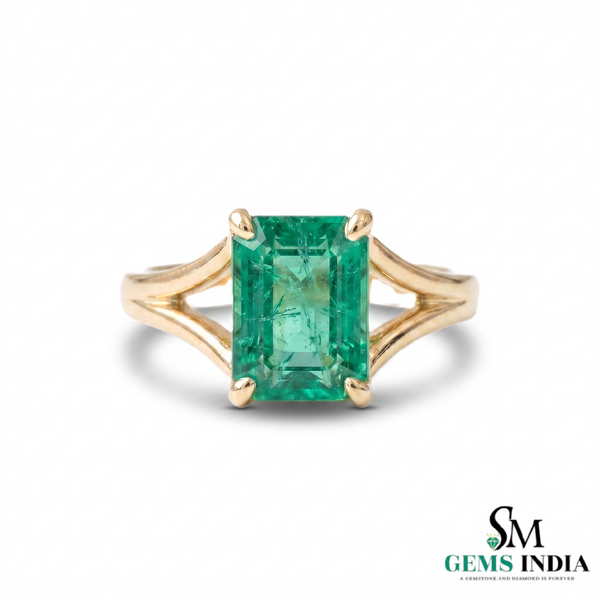 Natural Emerald Cut Emerald Men's Engagement Ring – Split Shank Statement Ring