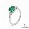 Elegant Round Emerald and Diamond Ring - Classic Emerald Engagement Ring
