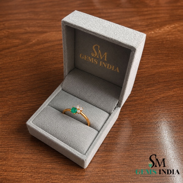 Emerald and Diamond Cluster Ring – Princess Cut Emerald Gold Ring