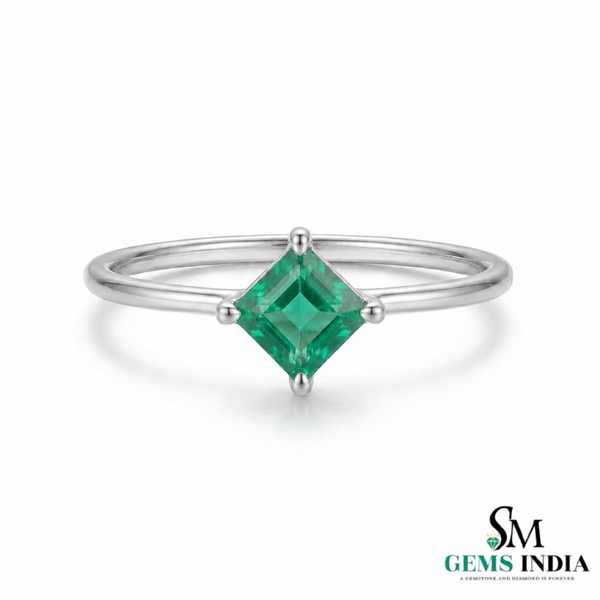 Octagon Cut Emerald Solitaire Ring in 14k Gold – Minimalist Ring