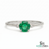 Elegant Round Emerald and Diamond Ring - Classic Emerald Engagement Ring