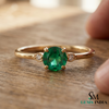 Elegant Round Emerald and Diamond Ring - Classic Emerald Engagement Ring