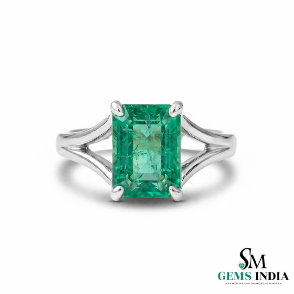 Natural Emerald Cut Emerald Men's Engagement Ring – Split Shank Statement Ring