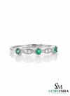 Vintage Round Natural Emerald Diamond Stackable Ring – Fine Gold Wedding Band