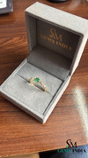 Dainty Round Emerald Diamond Ring – Minimalist Stackable Emerald Ring for Women