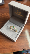 Vintage Round Natural Emerald Diamond Stackable Ring – Fine Gold Wedding Band