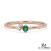 Dainty Round Emerald Diamond Ring – Minimalist Stackable Emerald Ring for Women