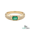Men’s Emerald Cut Green Emerald and Diamond Ring in 14K Yellow Gold - Fine Jewelry Gift